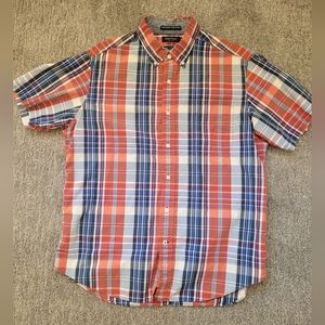 Nautica Men's Casual Plaid Shirt - Orange, Blue, and White